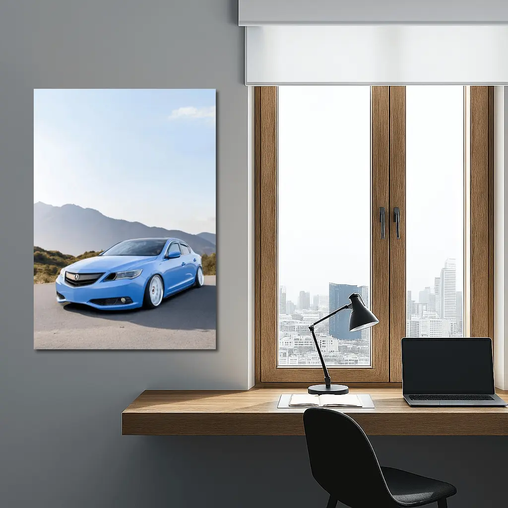 Acura ILX Blue Stance Mountain Background – Wall Art