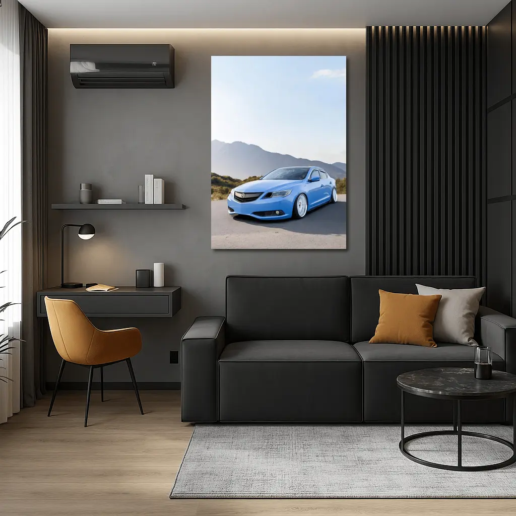 Acura ILX Blue Stance Mountain Background – Wall Art