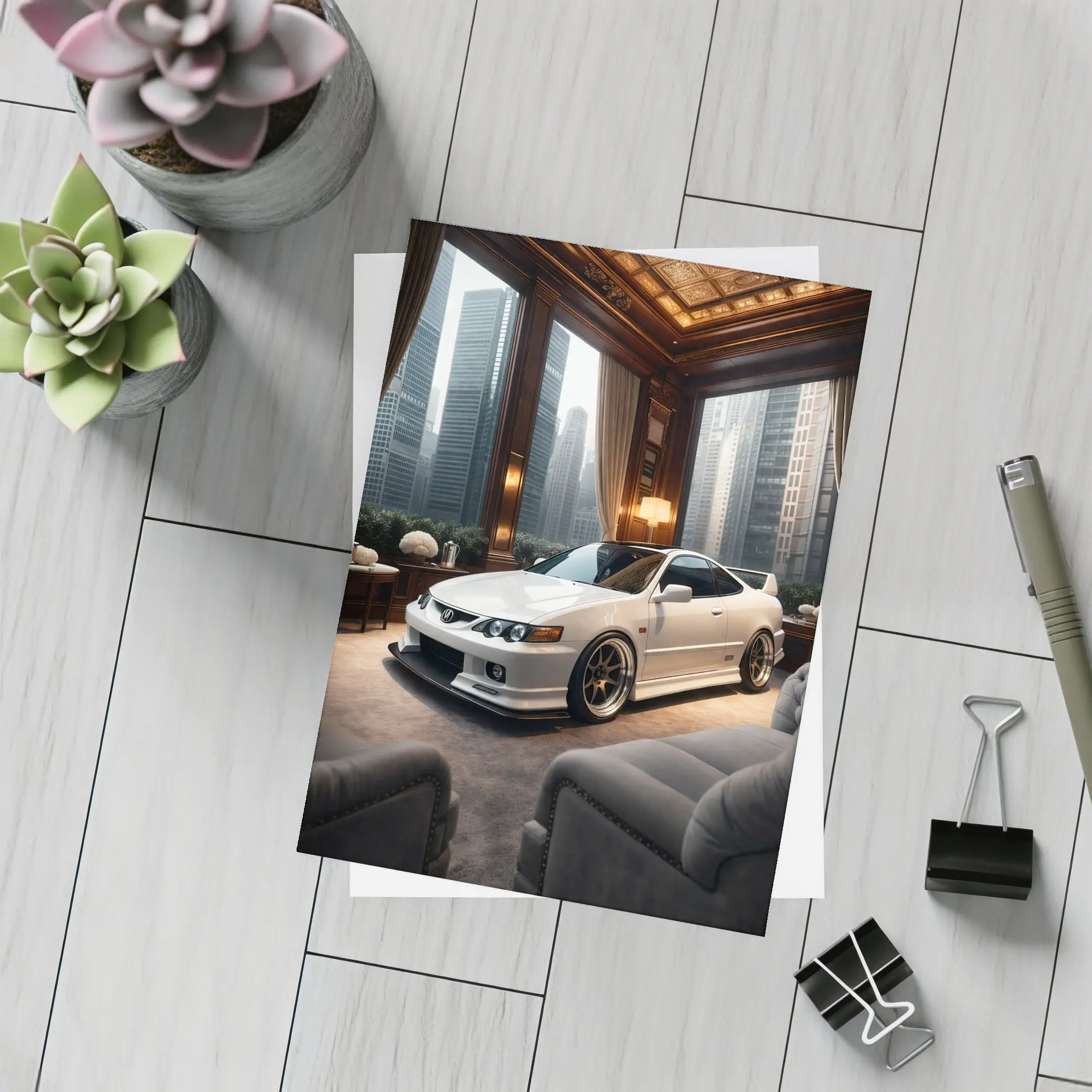 Acura Integra White Coupe Luxury Room – Postcards