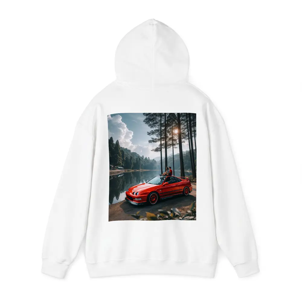 Red Acura Integra Parked by Forest Lake – Hoodies