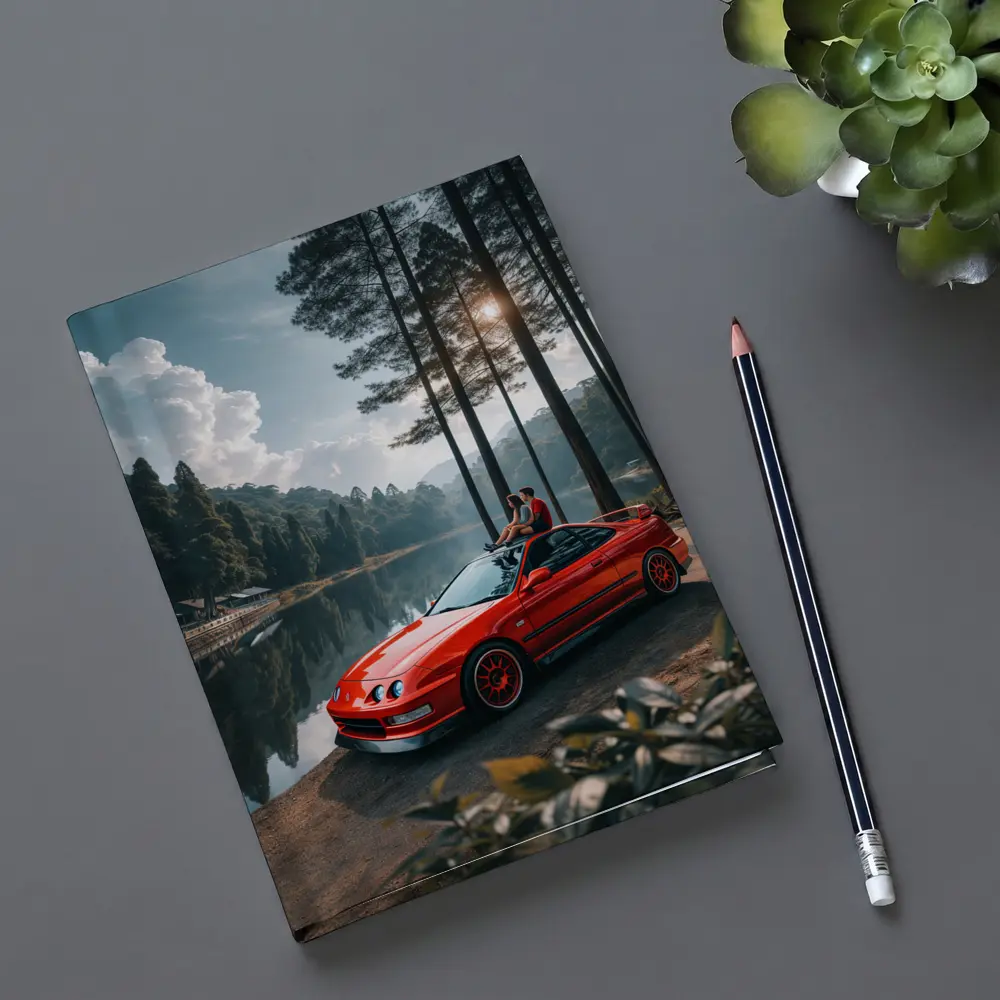 Red Acura Integra Parked by Forest Lake – Notebooks