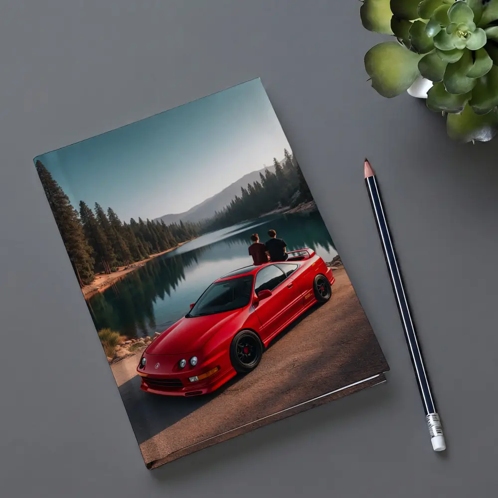 Acura Integra Red Car By Mountain Lake – Notebooks