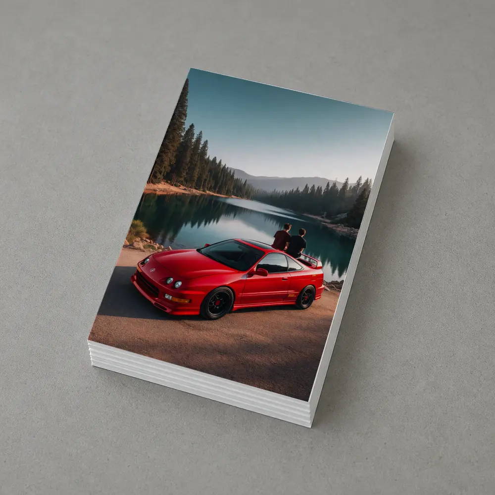 Acura Integra Red Car By Mountain Lake – Postcards