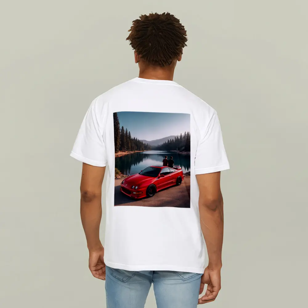 Acura Integra Red Car By Mountain Lake – T-Shirts