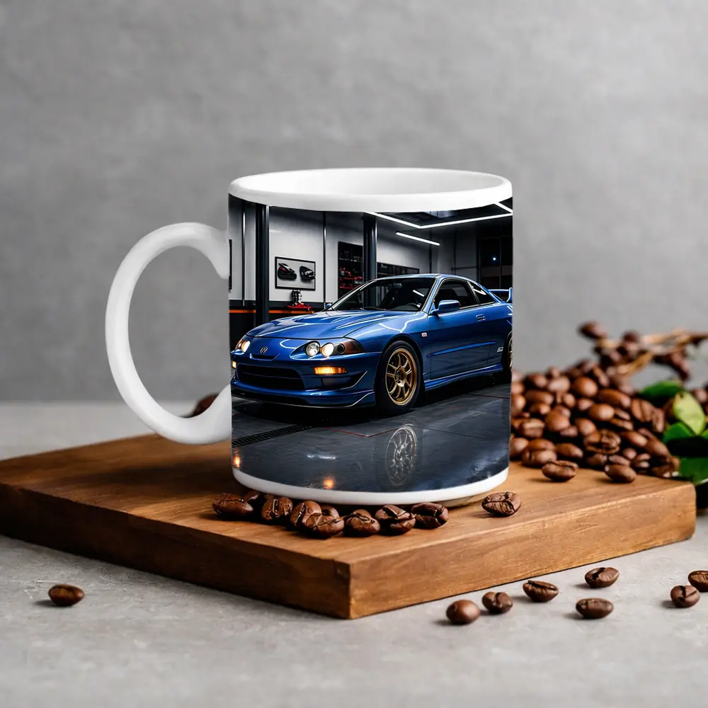 Acura Integra Blue Coupe in Garage – Mugs