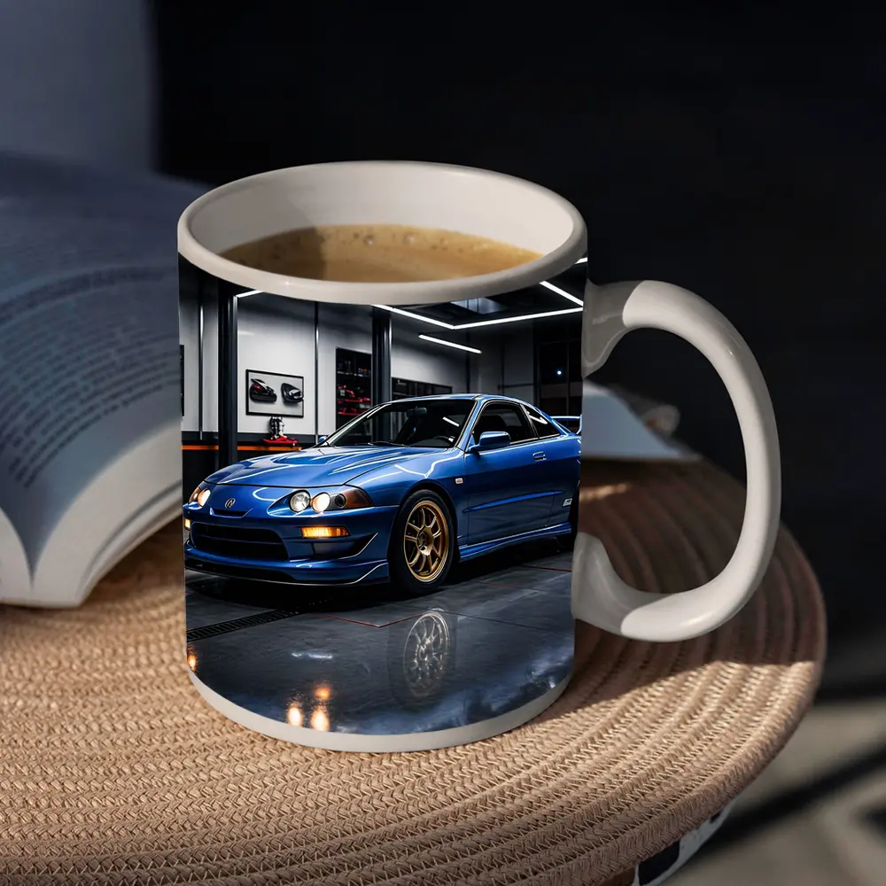 Acura Integra Blue Coupe in Garage – Mugs
