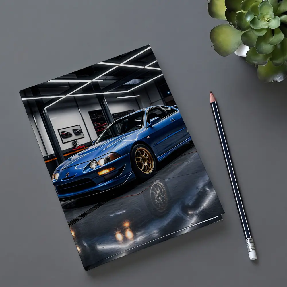 Acura Integra Blue Coupe in Garage – Notebooks
