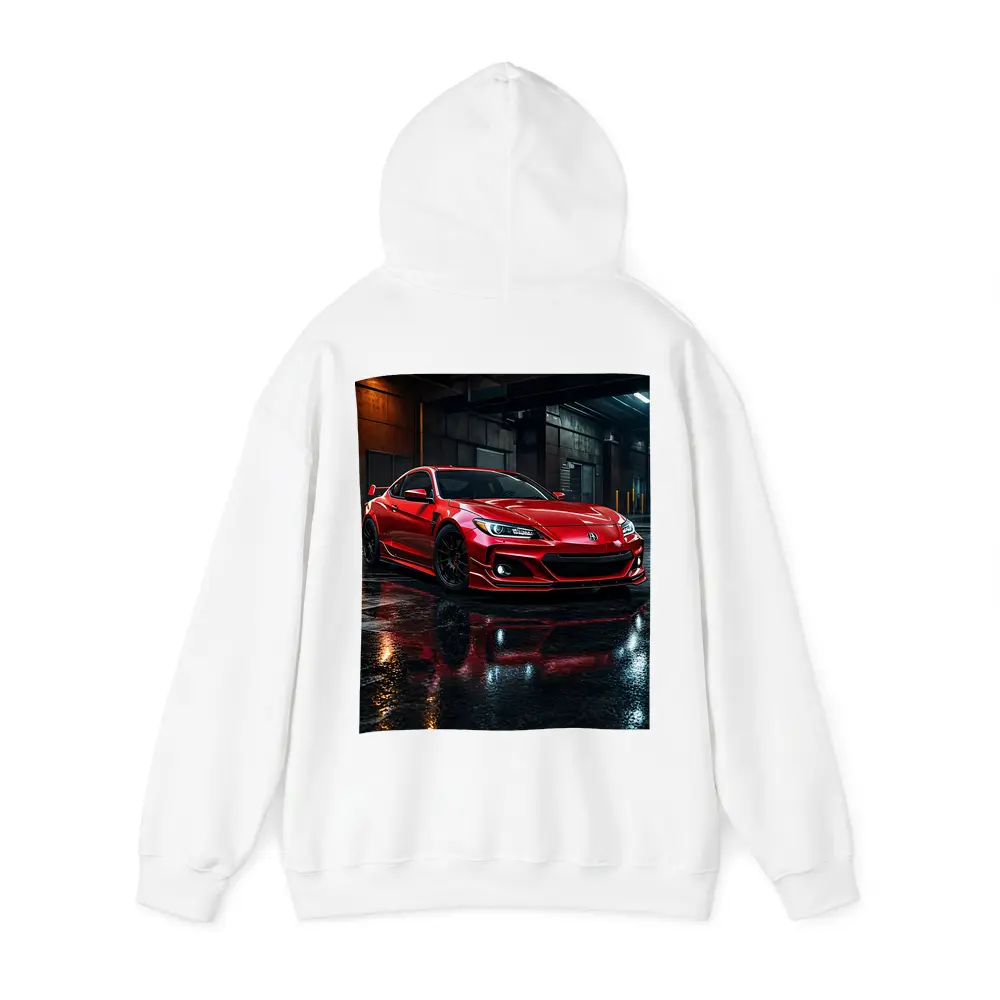 Acura Integra Red Sports Car Rainy Garage – Hoodies