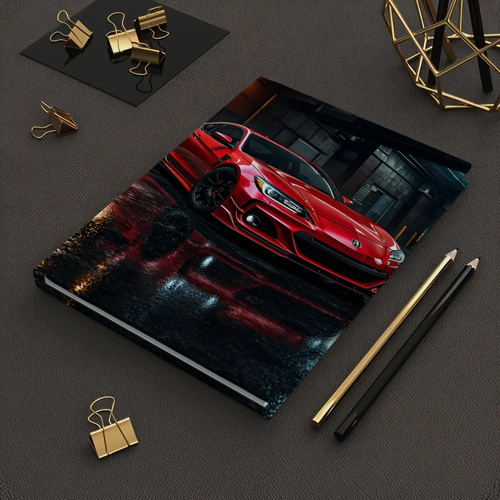Acura Integra Red Sports Car Rainy Garage – Notebooks