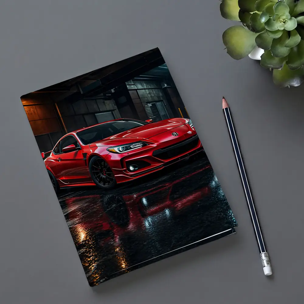 Acura Integra Red Sports Car Rainy Garage – Notebooks