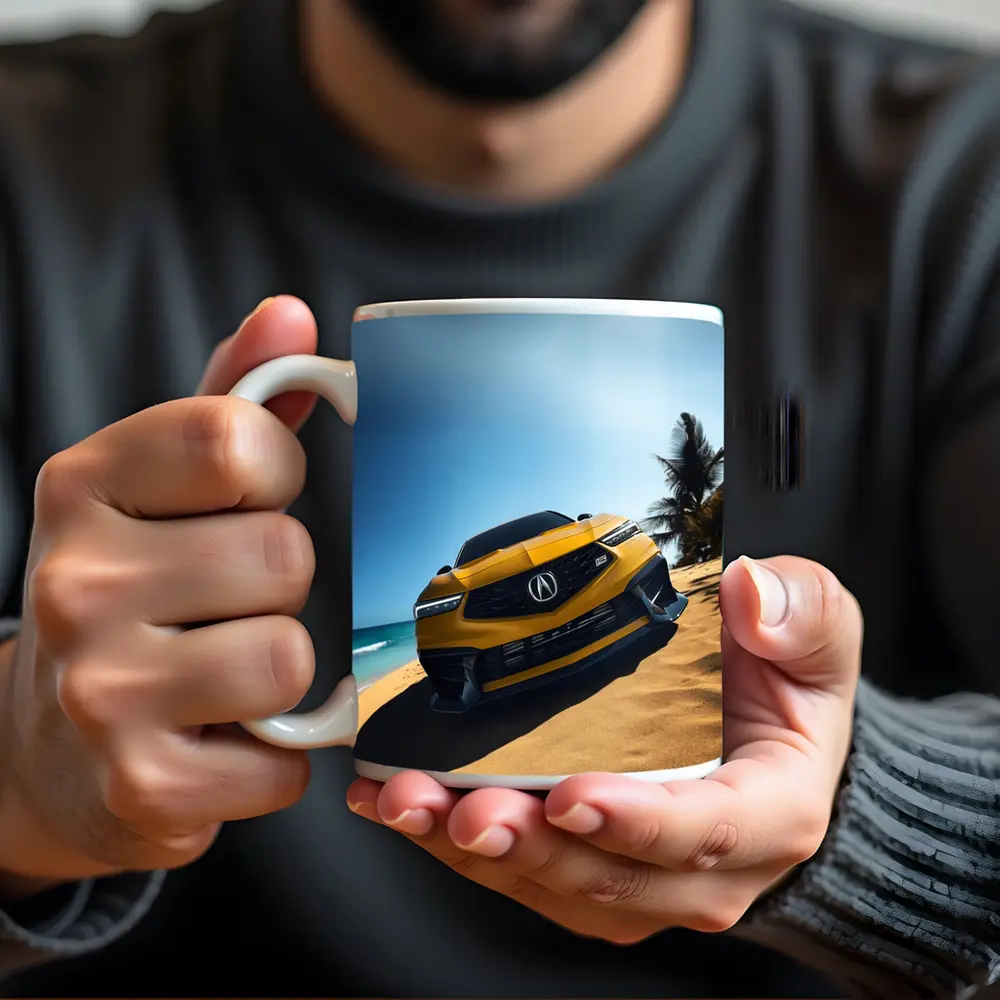 Acura Integra Type S Yellow Beach Scene – Mugs