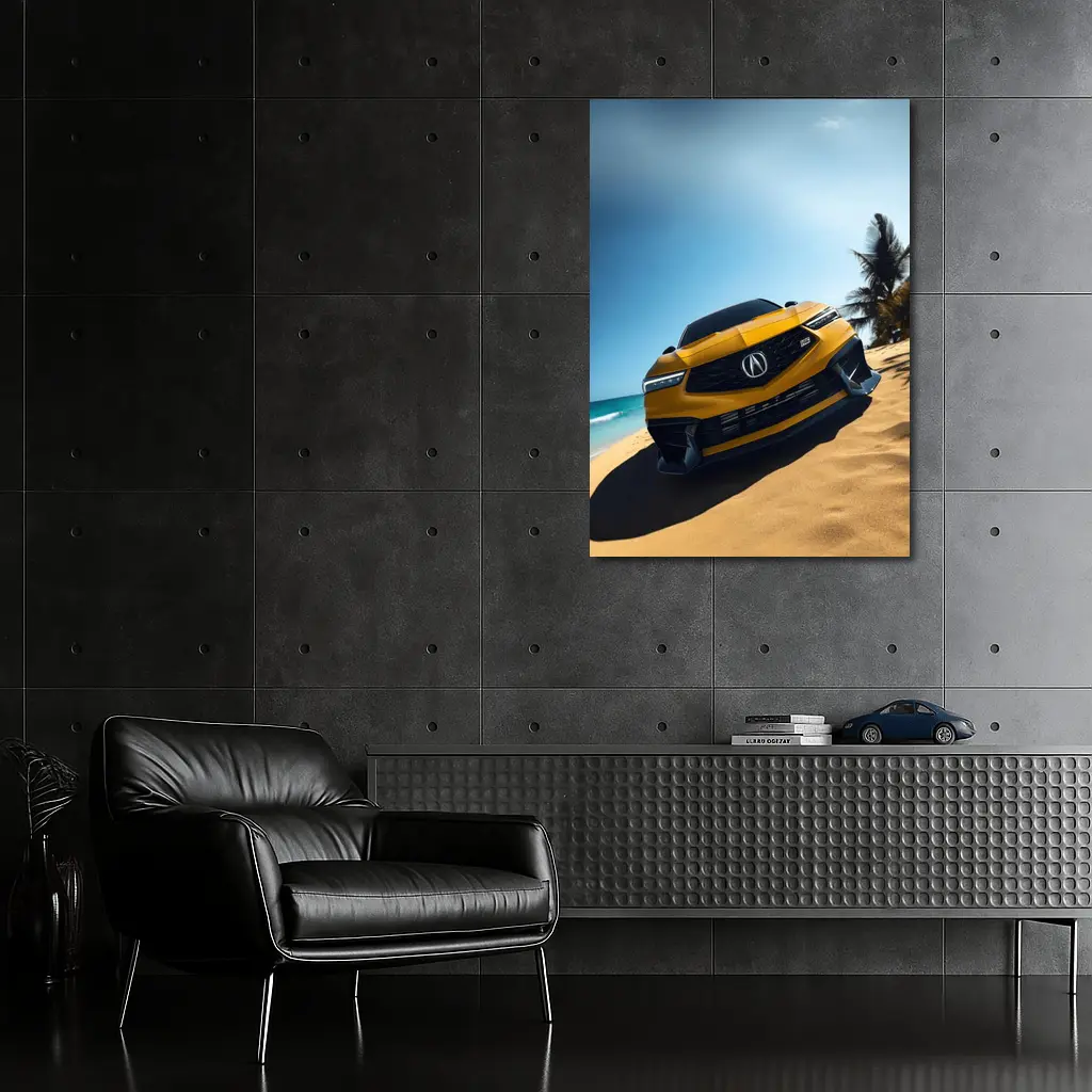 Acura Integra Type S Yellow Beach Scene – Wall Art