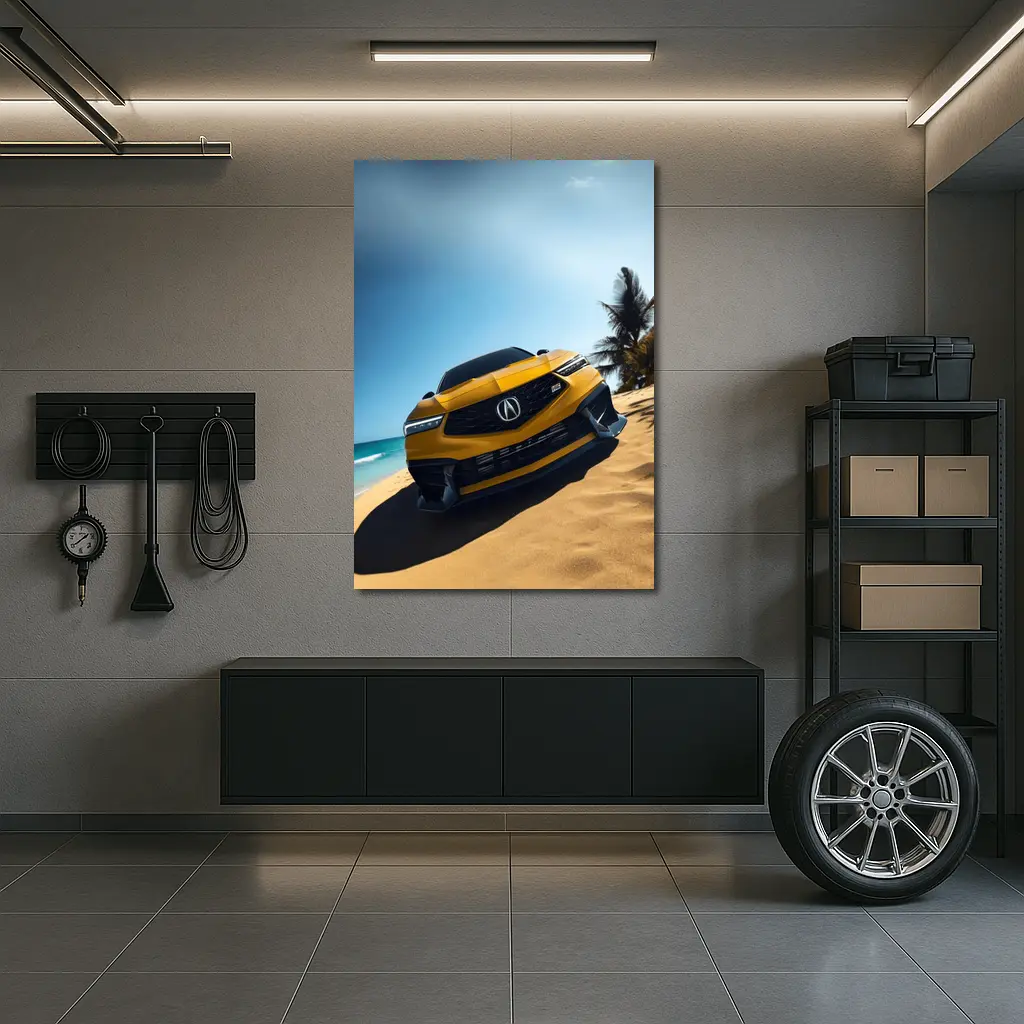 Acura Integra Type S Yellow Beach Scene – Wall Art