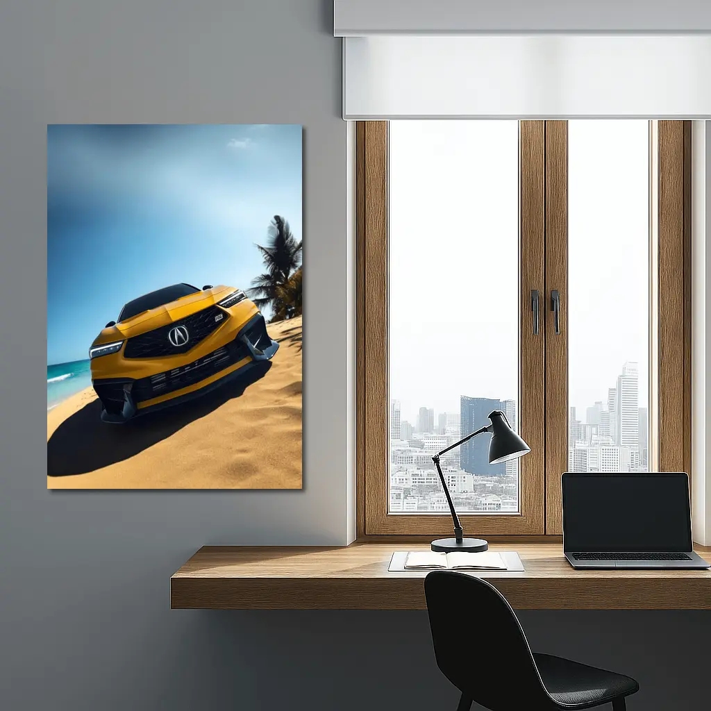 Acura Integra Type S Yellow Beach Scene – Wall Art