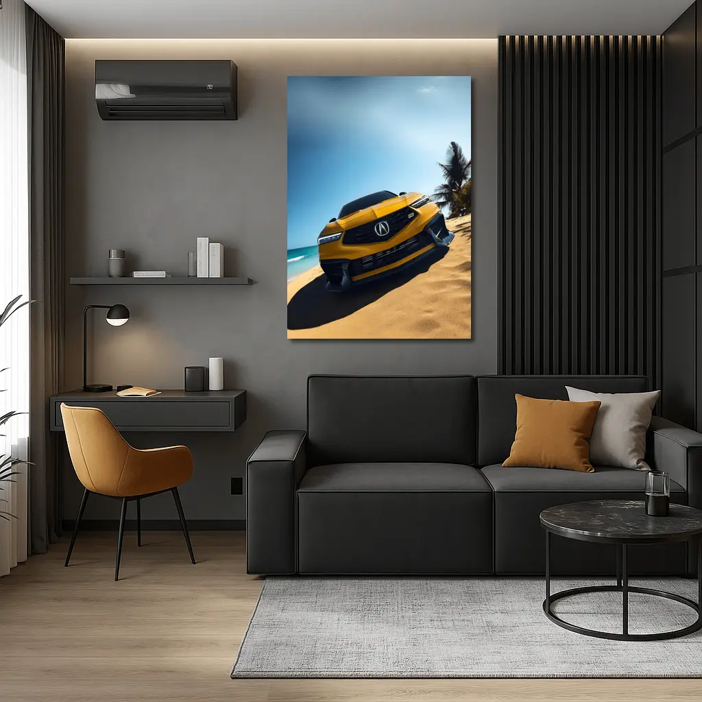 Acura Integra Type S Yellow Beach Scene – Wall Art