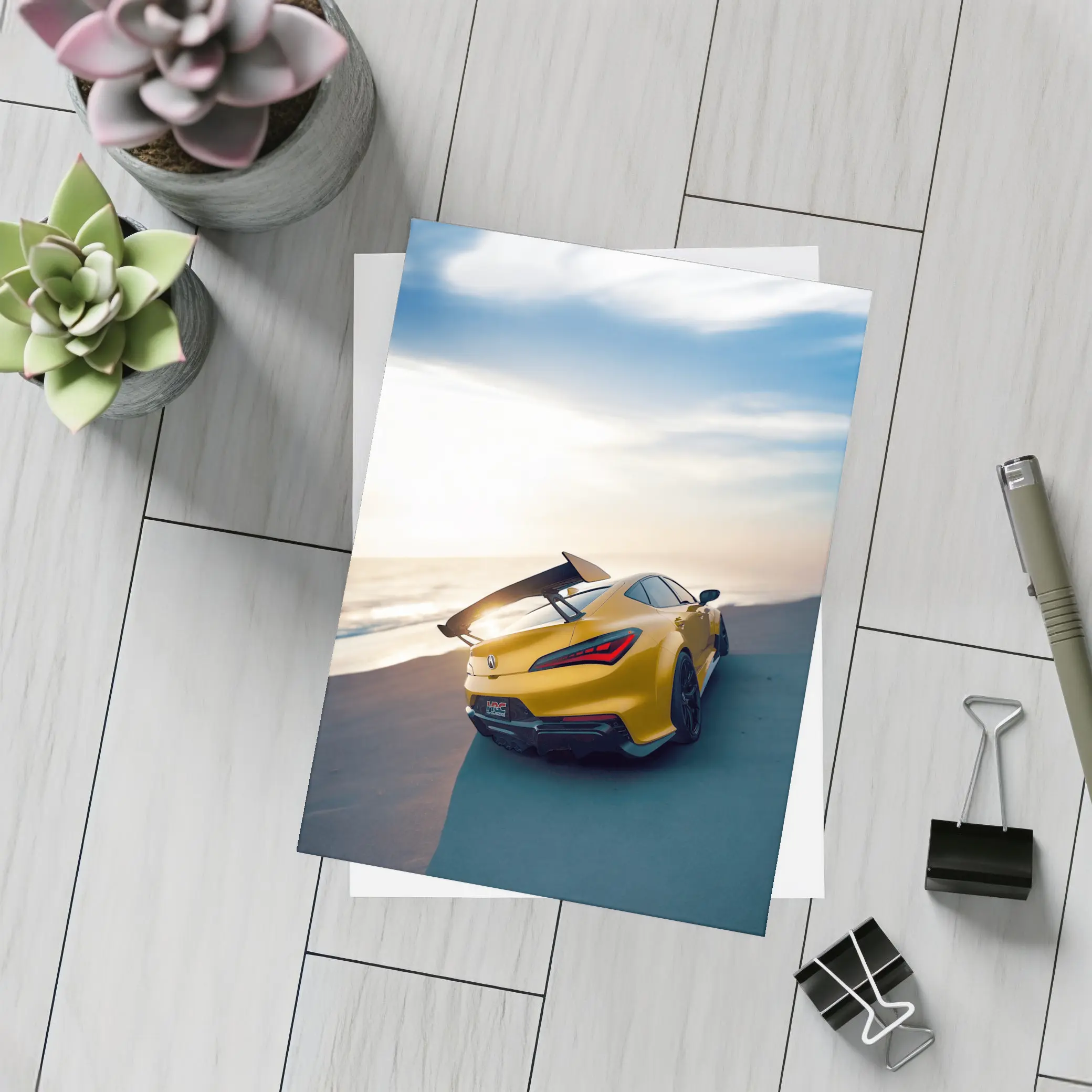Acura Integra Type S Yellow Beach Sunset – Postcards