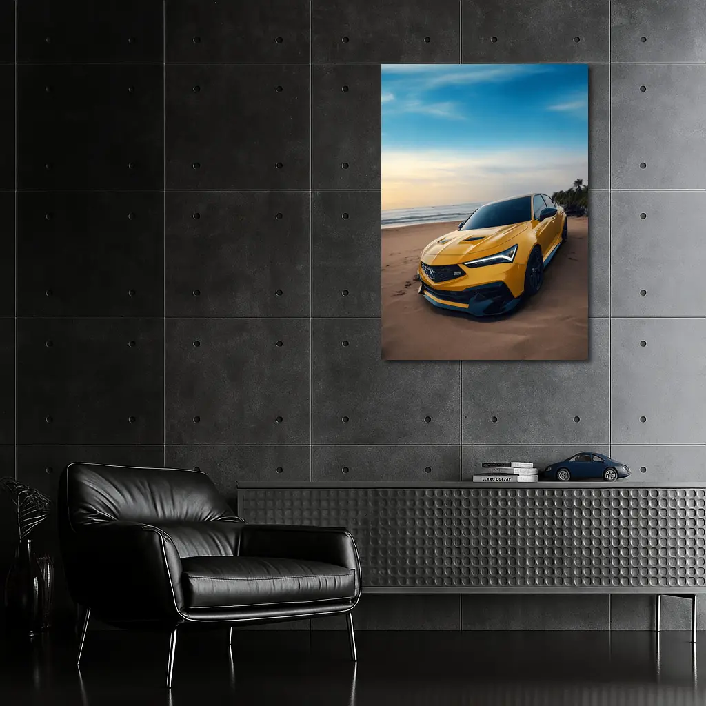 Acura Integra Type S Yellow Beach Shore – Wall Art