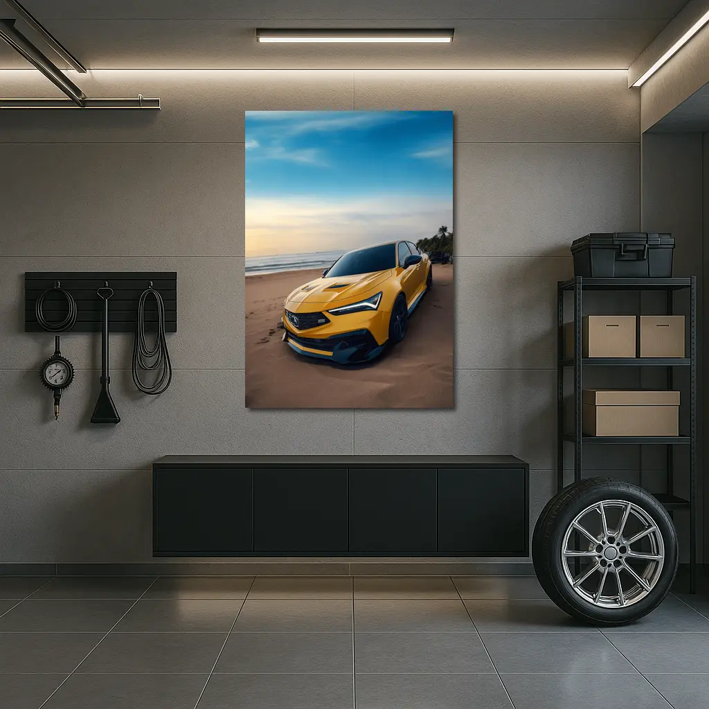 Acura Integra Type S Yellow Beach Shore – Wall Art