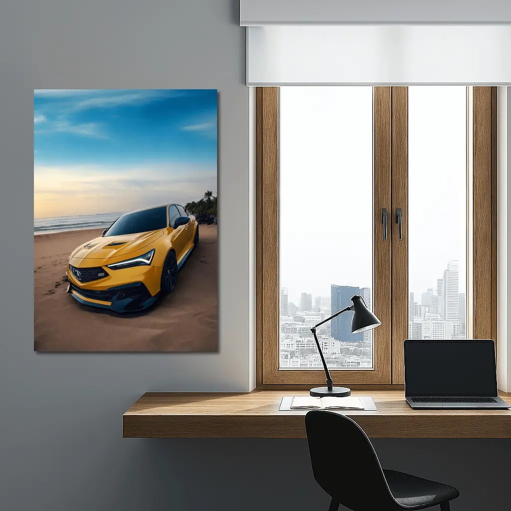 Acura Integra Type S Yellow Beach Shore – Wall Art