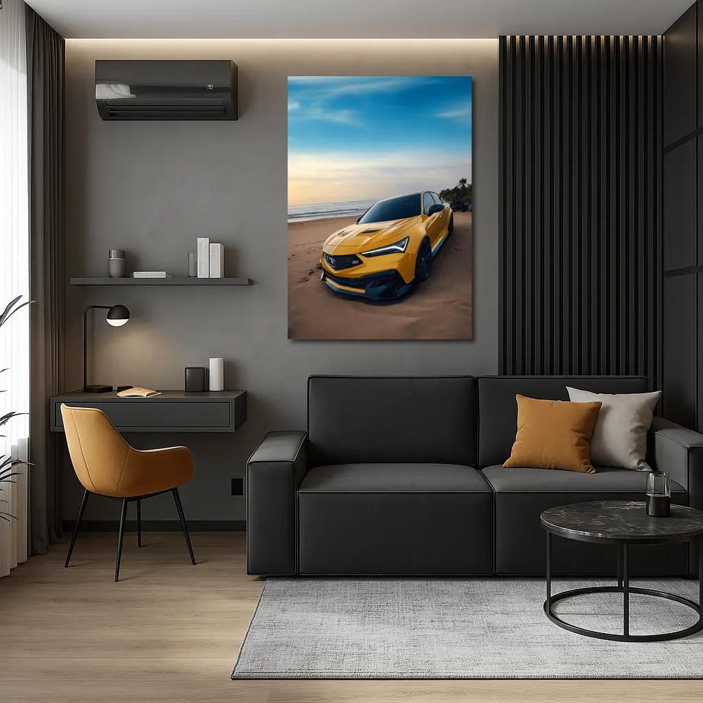 Acura Integra Type S Yellow Beach Shore – Wall Art