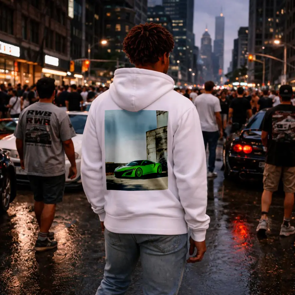 Acura NSX Green Supercar Urban Concrete Setting – Hoodies