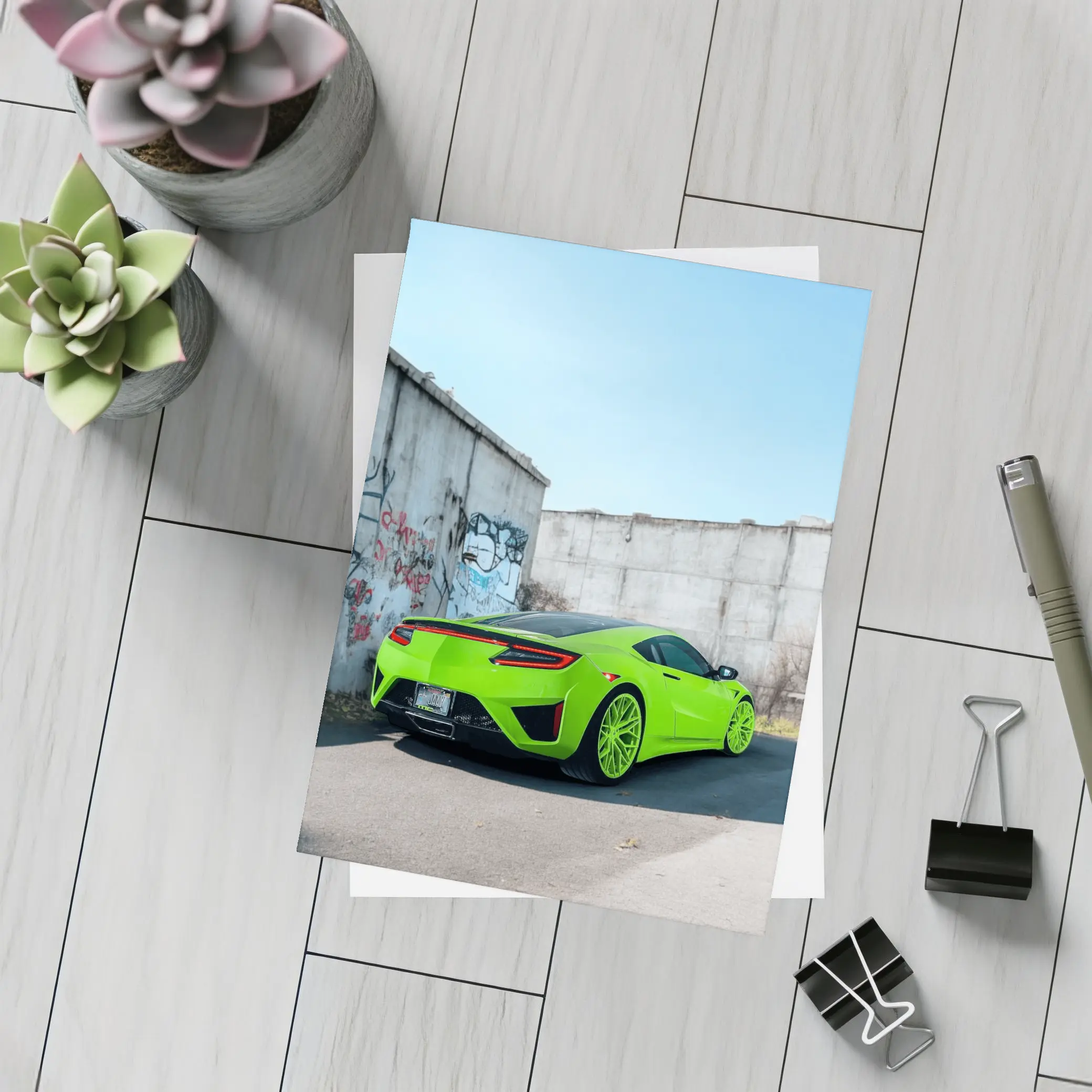 Acura NSX Green Supercar Concrete Wall – Postcards