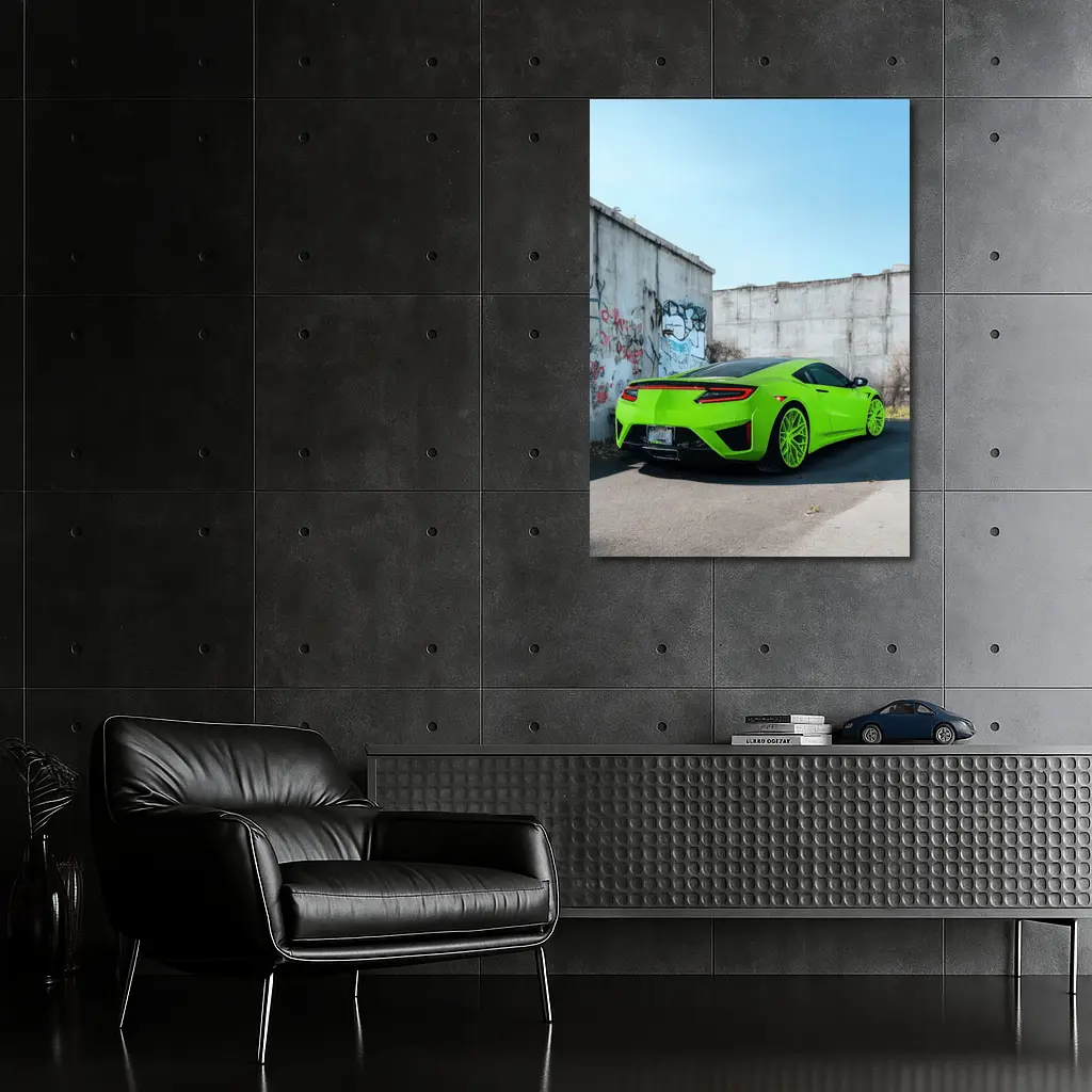 Acura NSX Green Supercar Concrete Wall – Wall Art