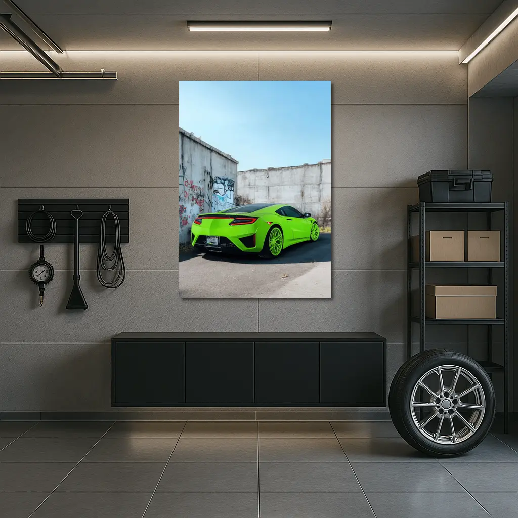 Acura NSX Green Supercar Concrete Wall – Wall Art