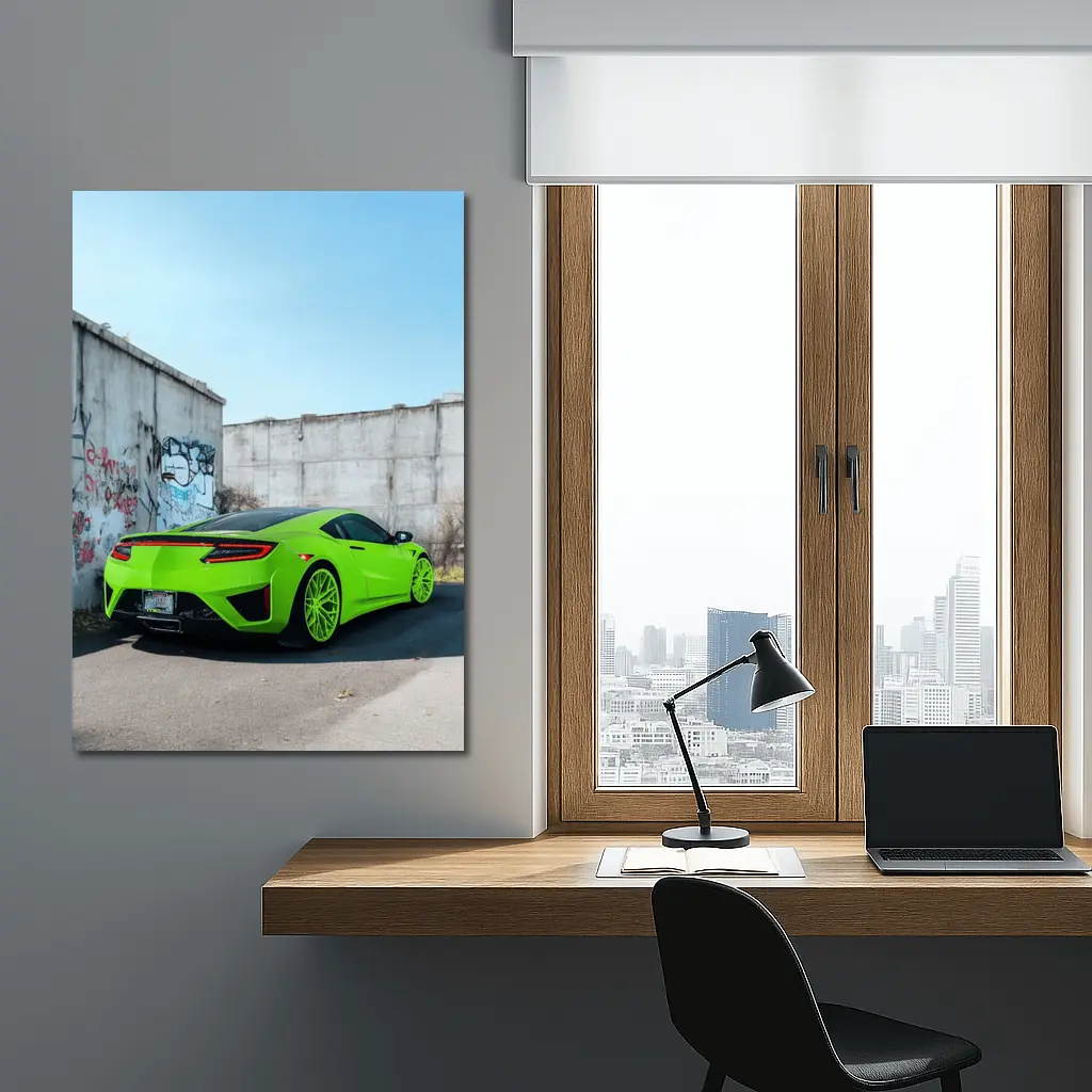 Acura NSX Green Supercar Concrete Wall – Wall Art