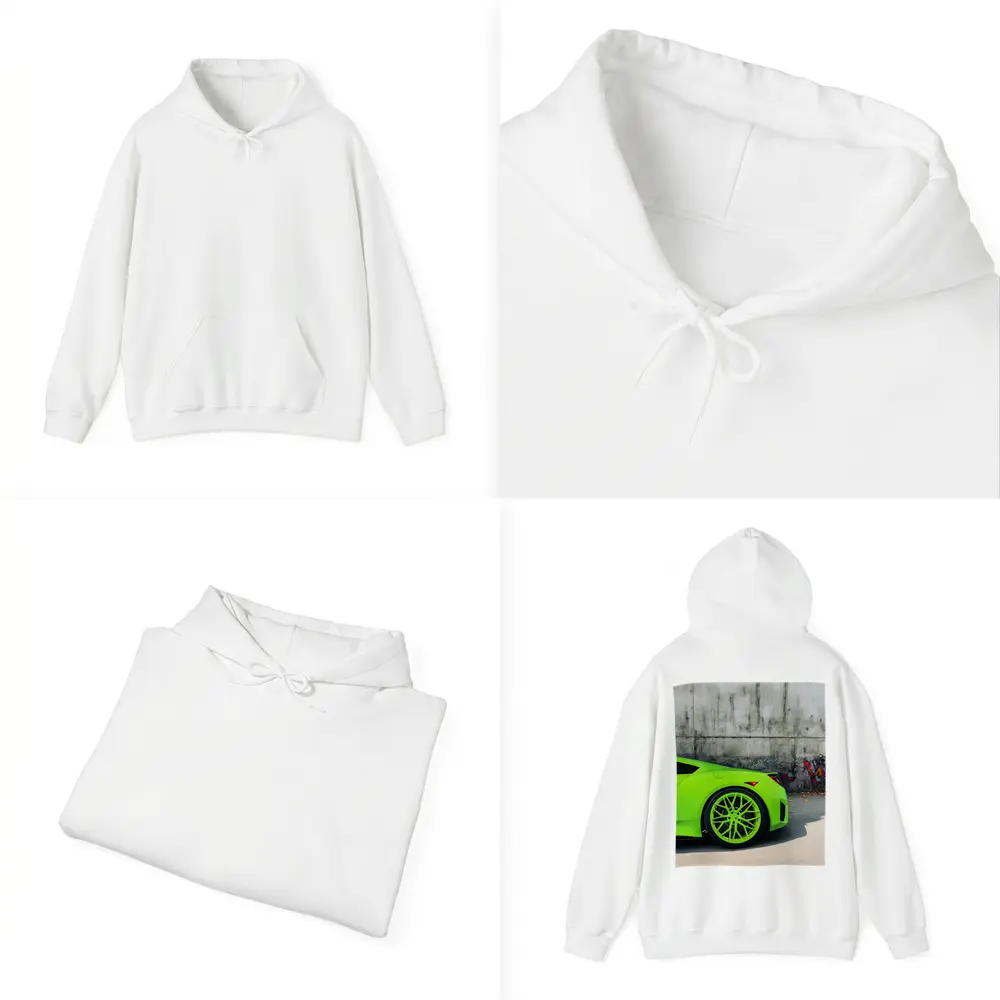 Acura NSX Lime Green Against Concrete Wall – Hoodies