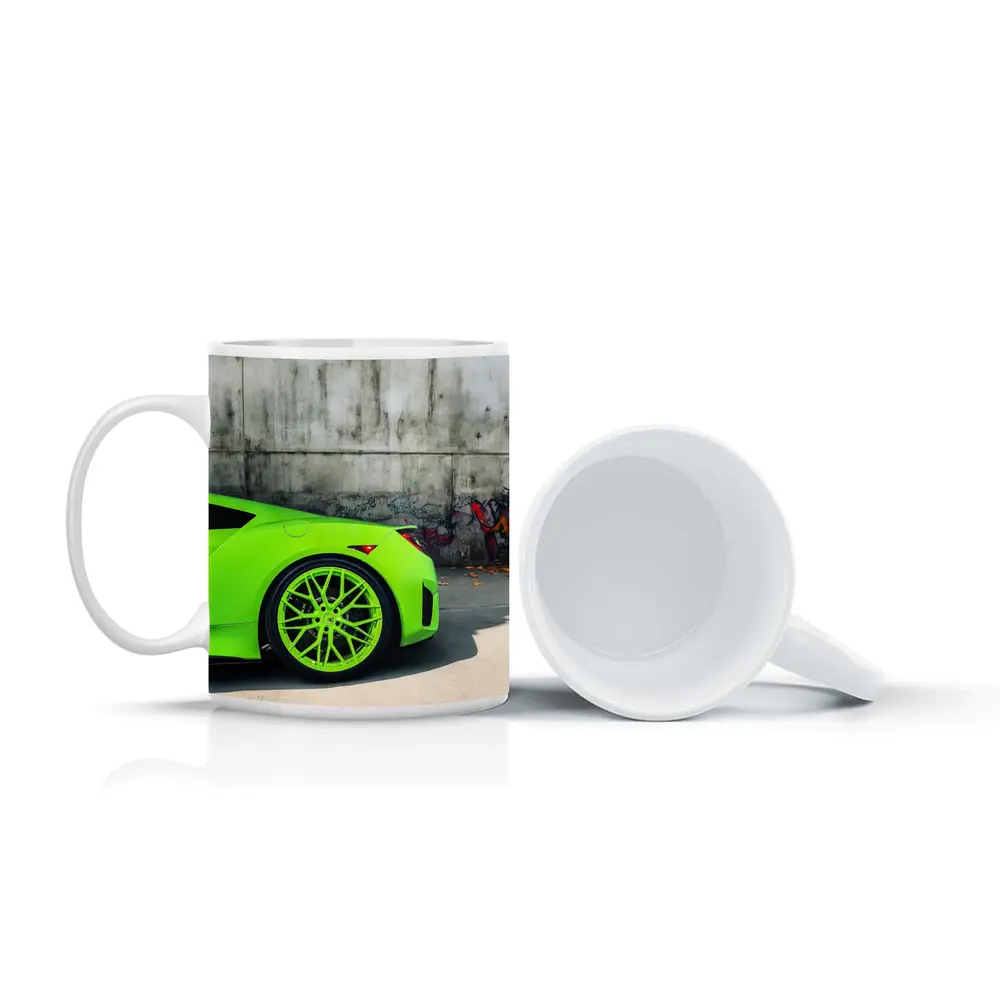 Acura NSX Lime Green Against Concrete Wall – Mugs