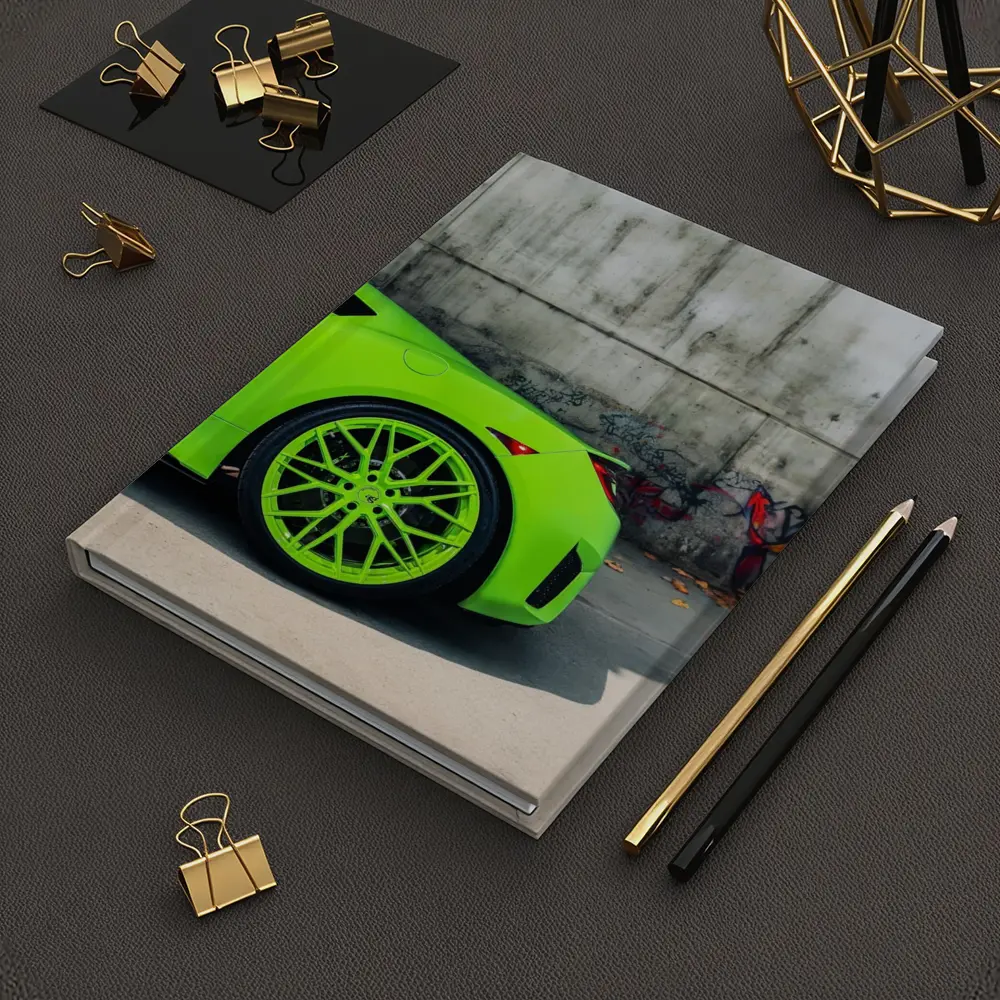Acura NSX Lime Green Against Concrete Wall – Notebooks