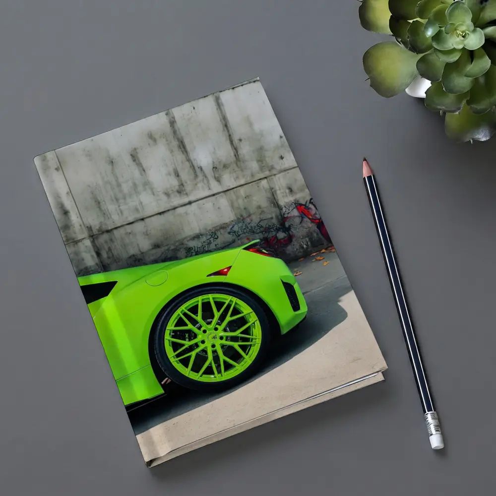 Acura NSX Lime Green Against Concrete Wall – Notebooks
