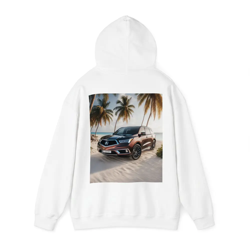 Acura MDX Parked on Sandy Tropical Beach – Hoodies