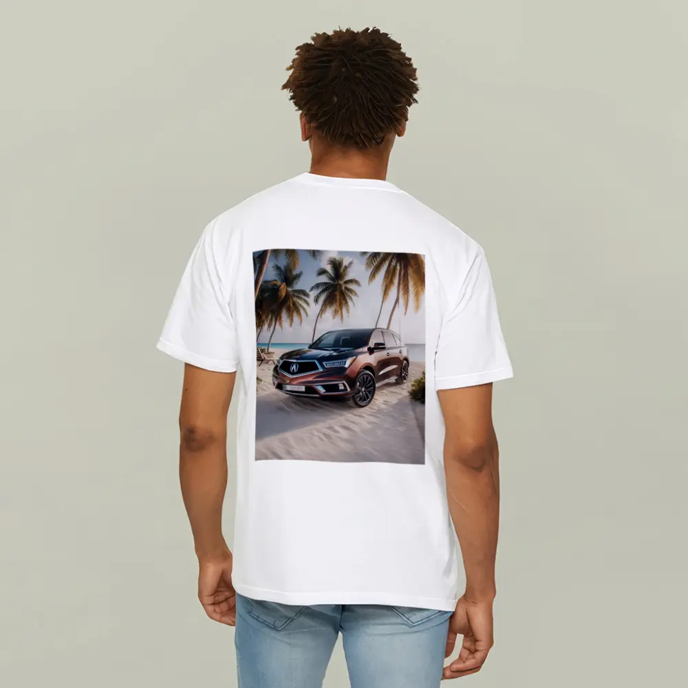 Acura MDX Parked on Sandy Tropical Beach – T-Shirts