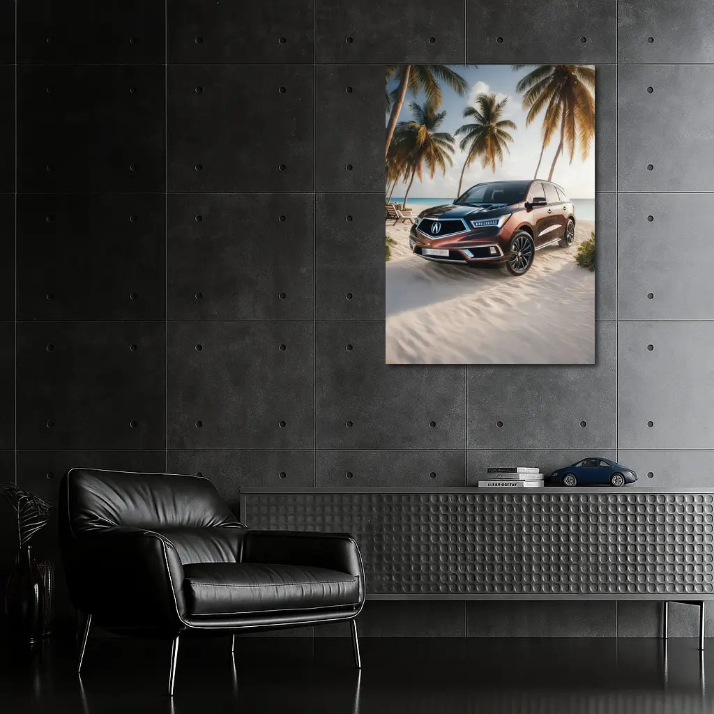 Acura MDX Parked on Sandy Tropical Beach – Wall Art