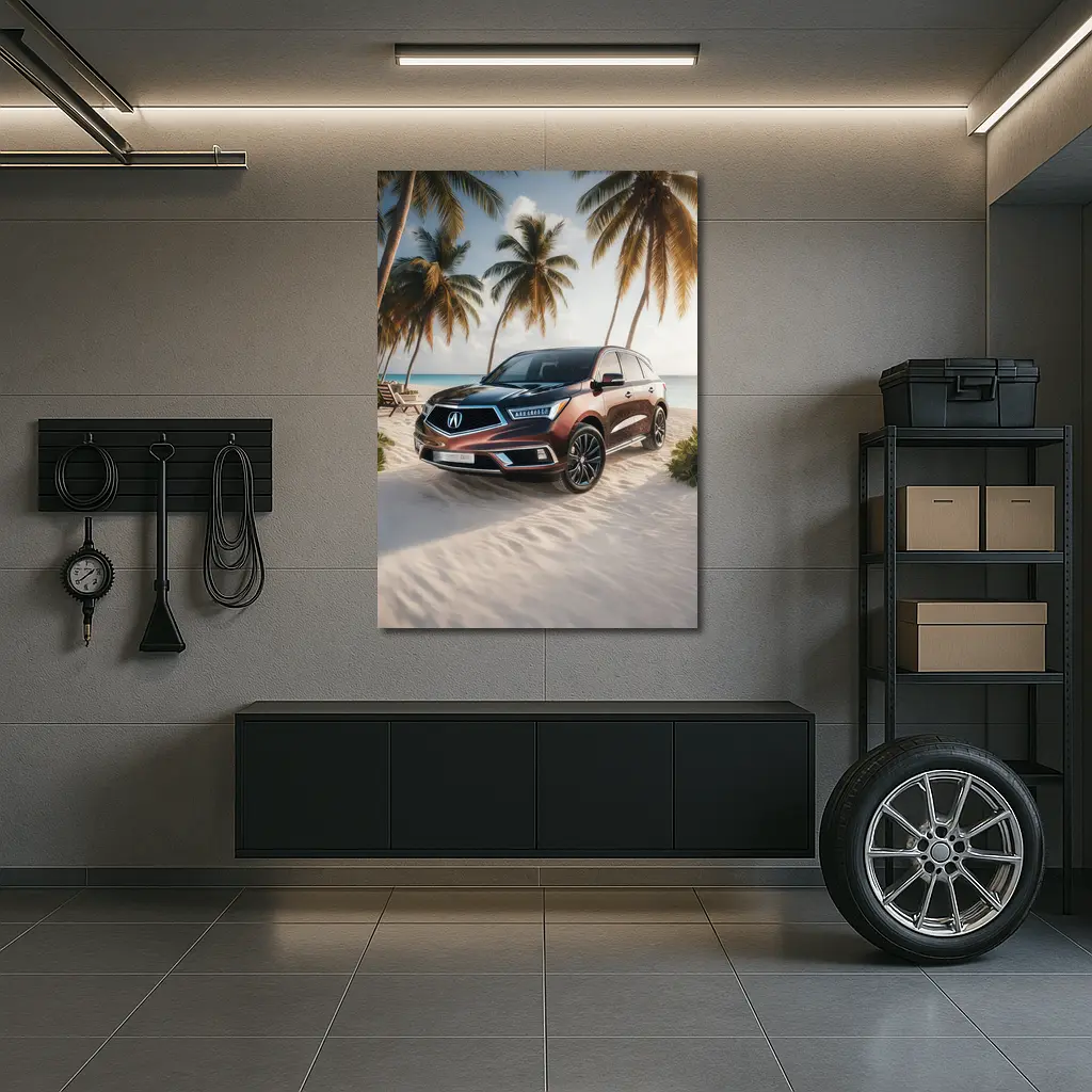 Acura MDX Parked on Sandy Tropical Beach – Wall Art