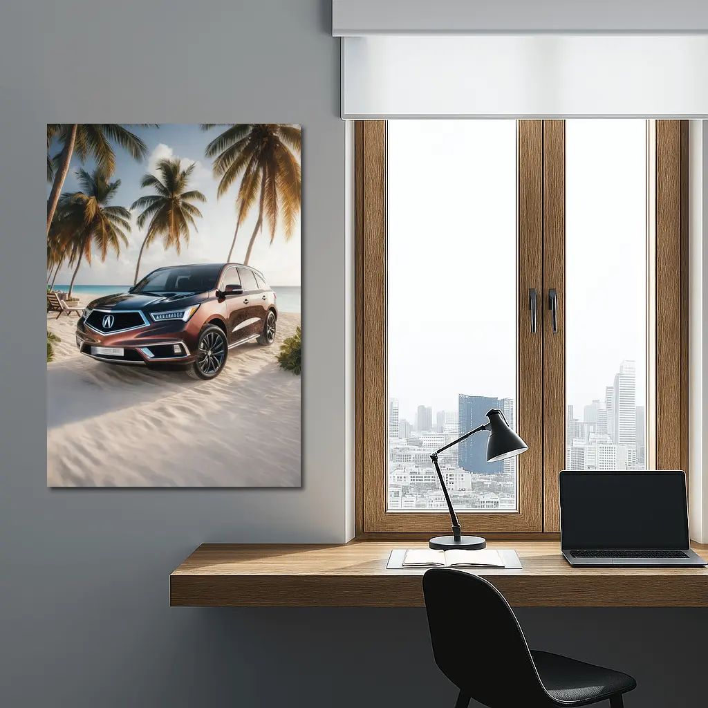 Acura MDX Parked on Sandy Tropical Beach – Wall Art