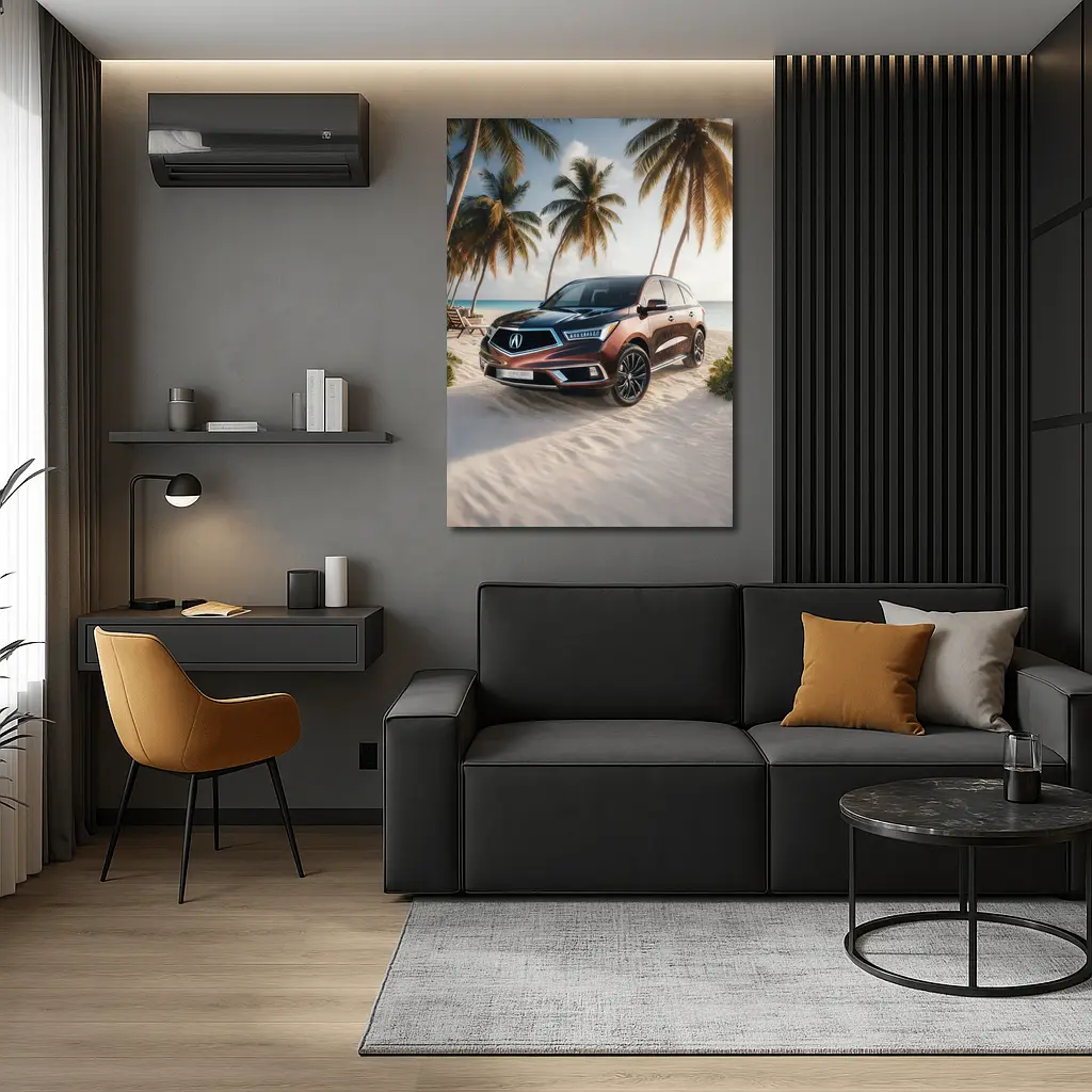Acura MDX Parked on Sandy Tropical Beach – Wall Art