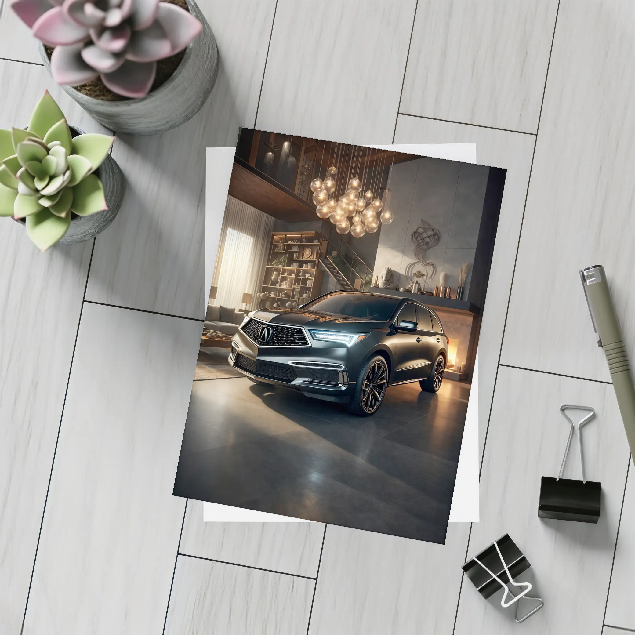 Acura MDX Parked Inside Luxury Home – Postcards