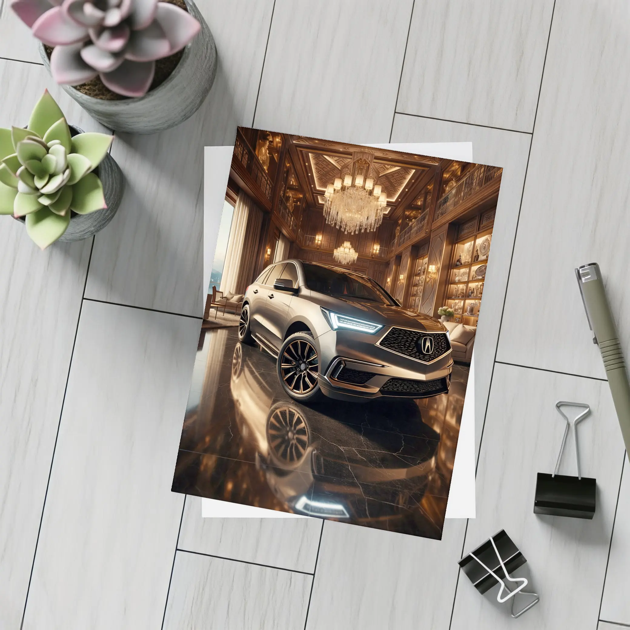 Acura MDX Parked Inside Luxury Mansion – Postcards