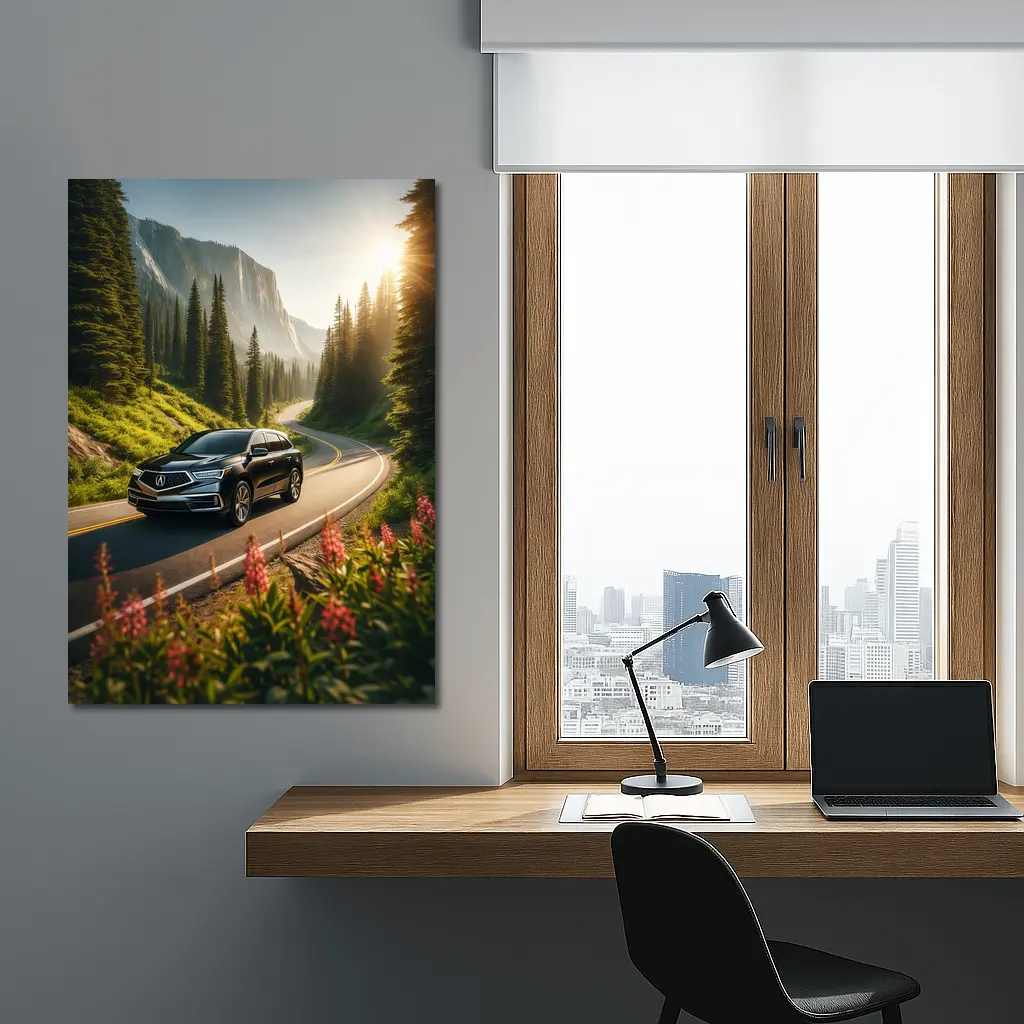 Acura MDX on Scenic Mountain Forest Road – Wall Art