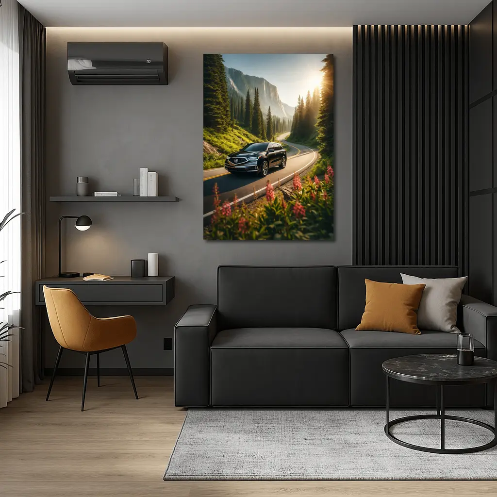 Acura MDX on Scenic Mountain Forest Road – Wall Art
