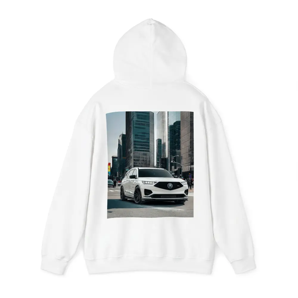 Acura MDX White SUV City Streets – Hoodies