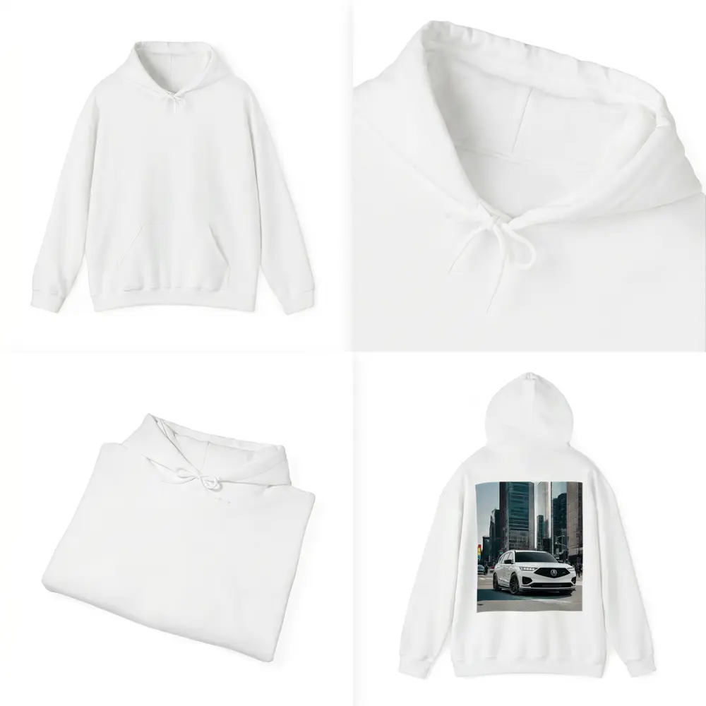 Acura MDX White SUV City Streets – Hoodies