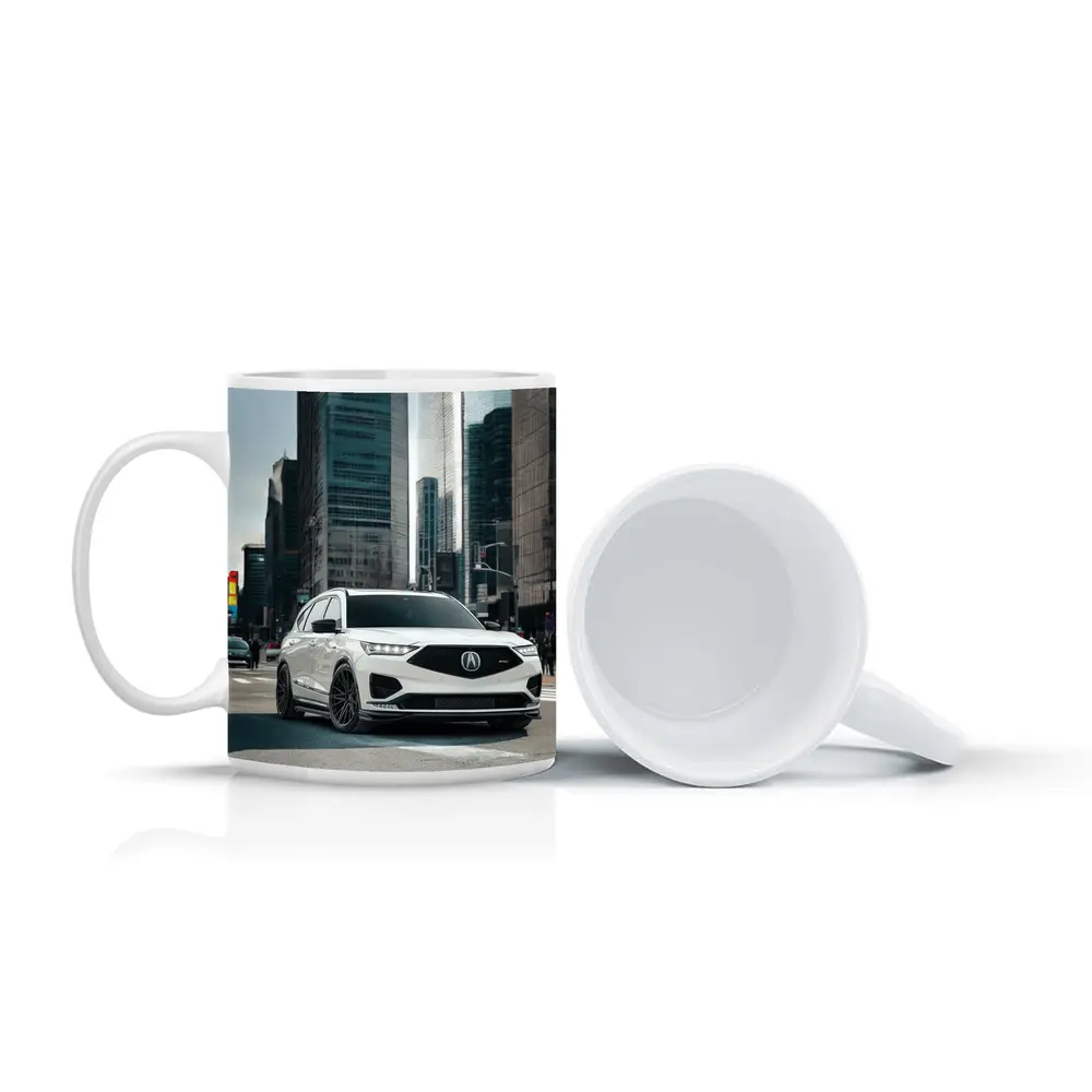 Acura MDX White SUV City Streets – Mugs