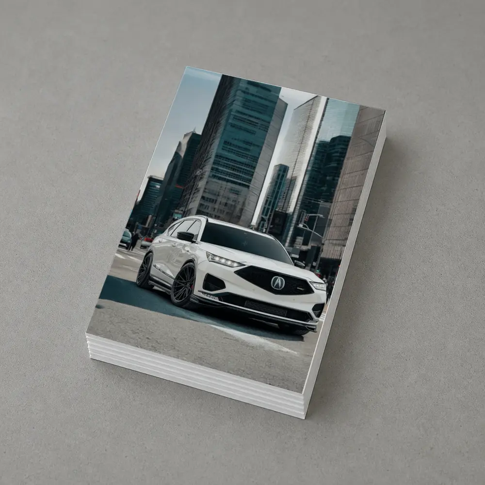 Acura MDX White SUV City Streets – Postcards