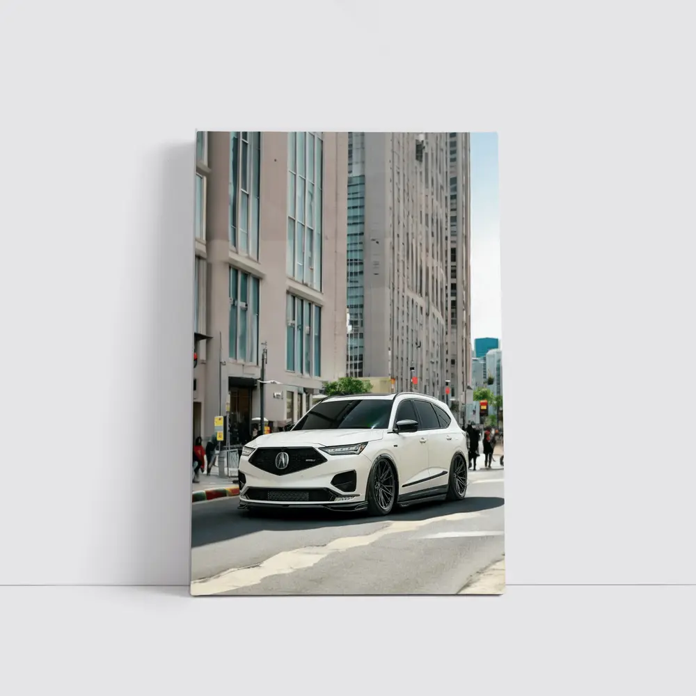 Acura MDX White SUV City Street – Wall Art