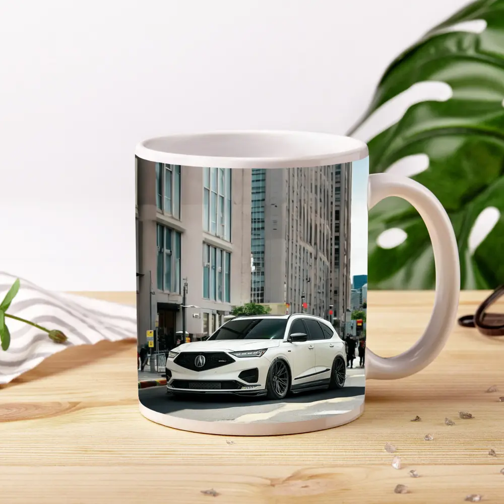 Acura MDX White SUV City Street – Mugs