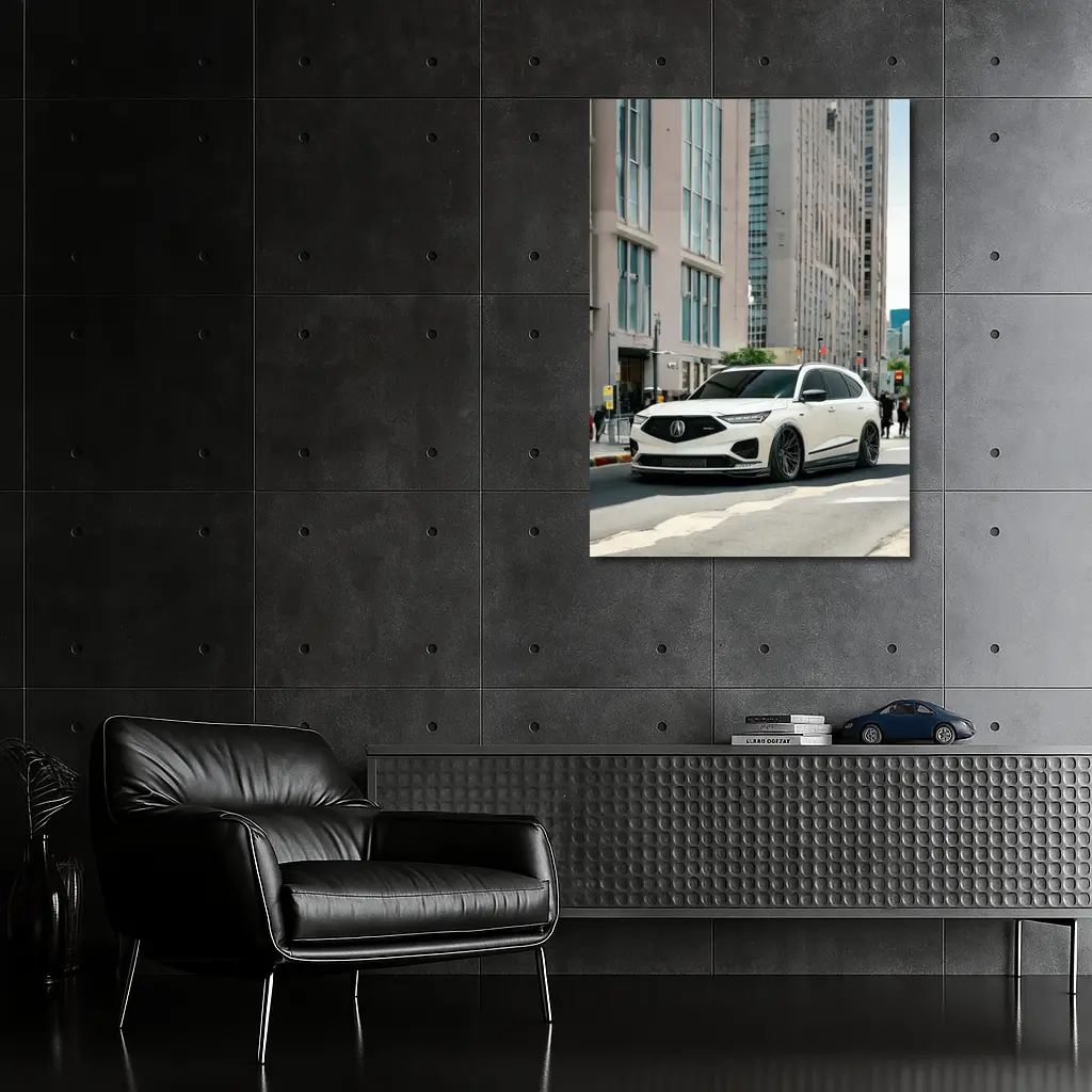 Acura MDX White SUV City Street – Wall Art